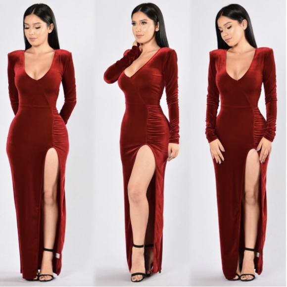 Fashion Nova Dresses & Skirts - NWT Fashion Nova Love Sex Magic Velvet Dress -Wine